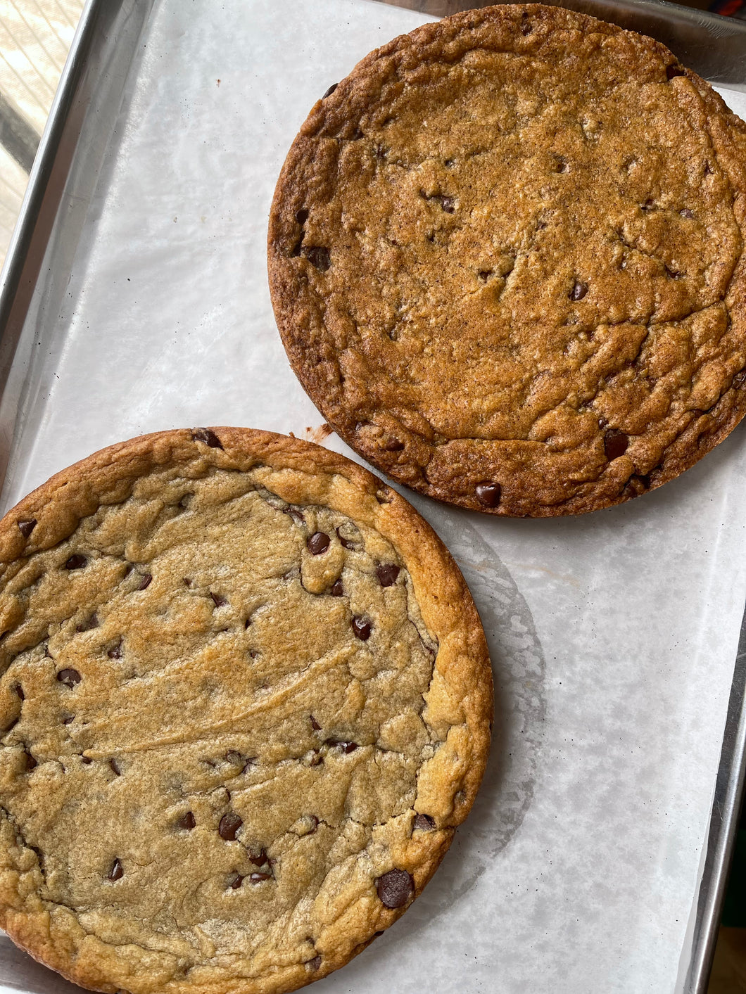 Cookie Cake Recipe+ buttercream recipe- 2 Versions- IN CUPS and GRAMS