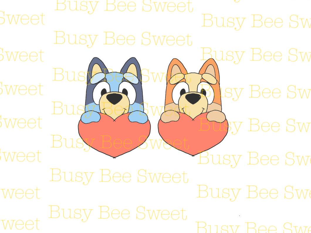 Valentines bluey puppy Heart plaque cutter (style02)